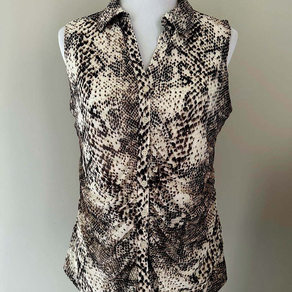 Ruched Front, Sleeveless Top, Size L